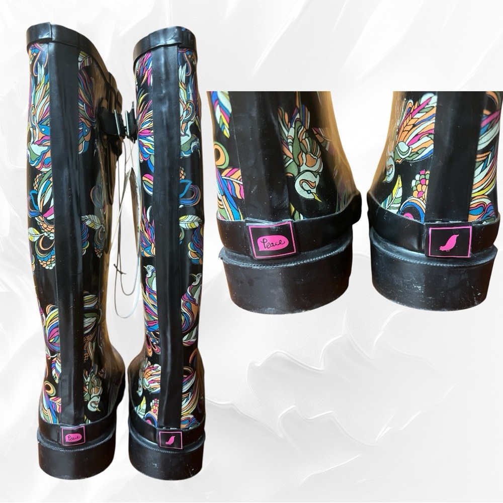 Sak Roots Rain Boots, Midnight Tree House Size 8 - Picture 4 of 6